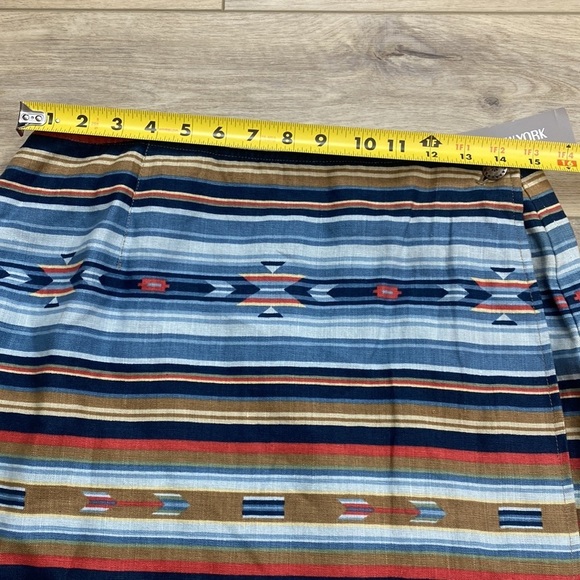 NWT Jones New York Linen Wrap Mini Skirt‎ Western Aztec Stripe Southwestern - Picture 12 of 14